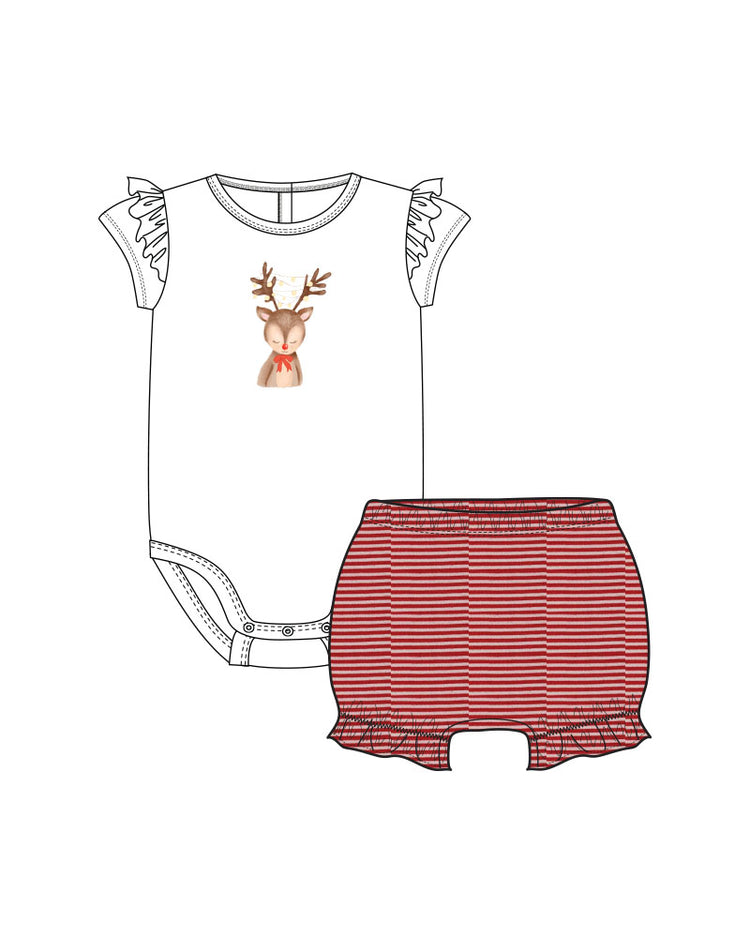 BEBE FESTIVE REINDEER BODYSUIT & SHORTS SET
