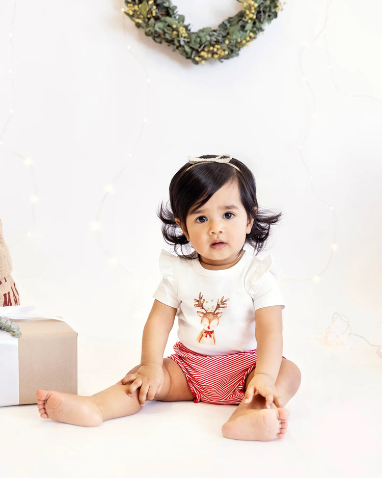 BEBE FESTIVE REINDEER BODYSUIT & SHORTS SET