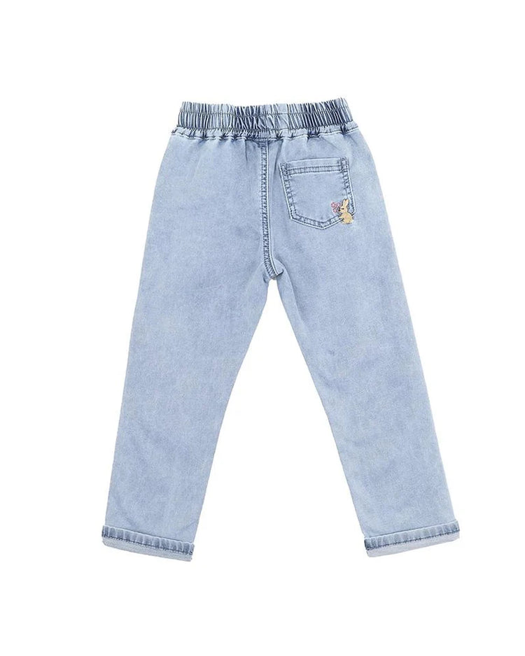 BEBE FLOSSY KNIT DENIM PULL ON JEANS