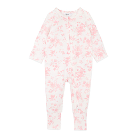BEBE FERN BIRDS ORGANIC LS ZIPSUIT