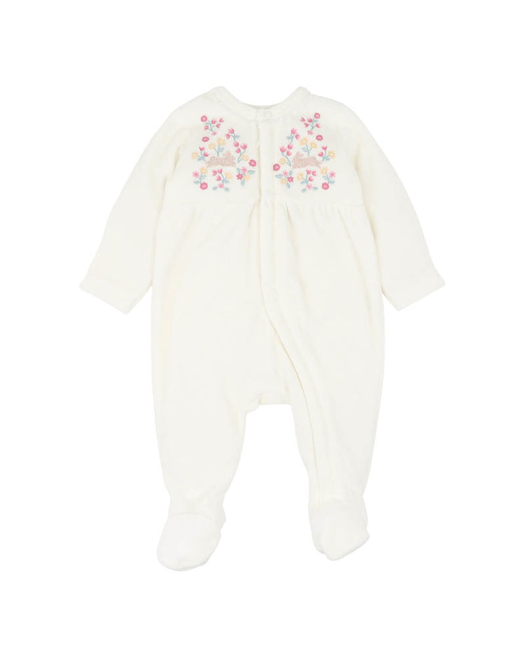 BEBE WINNIE EMB. VELOUR ZIP ONESIE