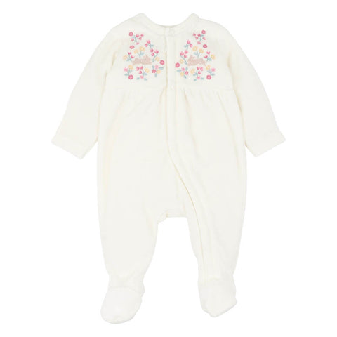 BEBE WINNIE EMB. VELOUR ZIP ONESIE