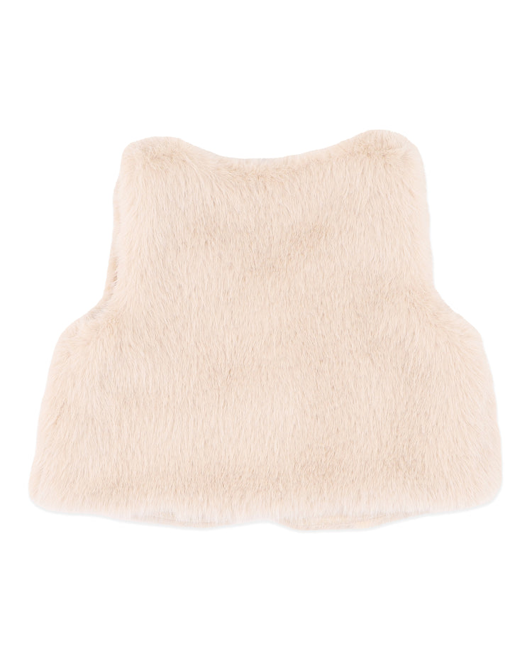 BEBE WINNIE EMB. FAUX FUR VEST