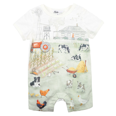 BEBE CHESTER FARM SS ROMPER