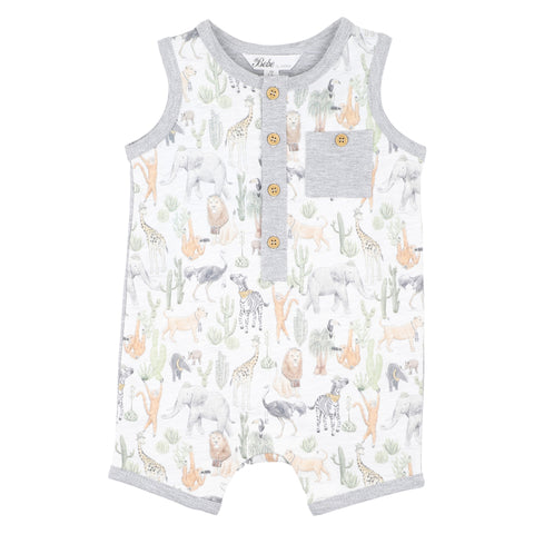BEBE ELLIS PRINT LION CUB ROMPER