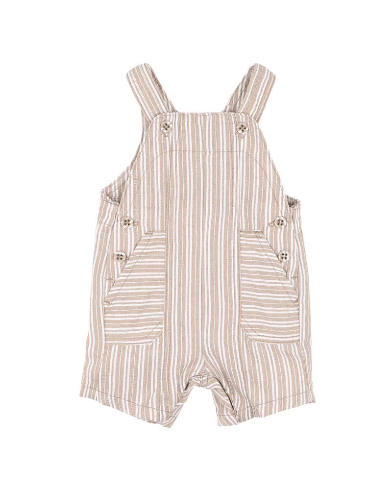 BEBE BEIGE STRIPE OVERALLS