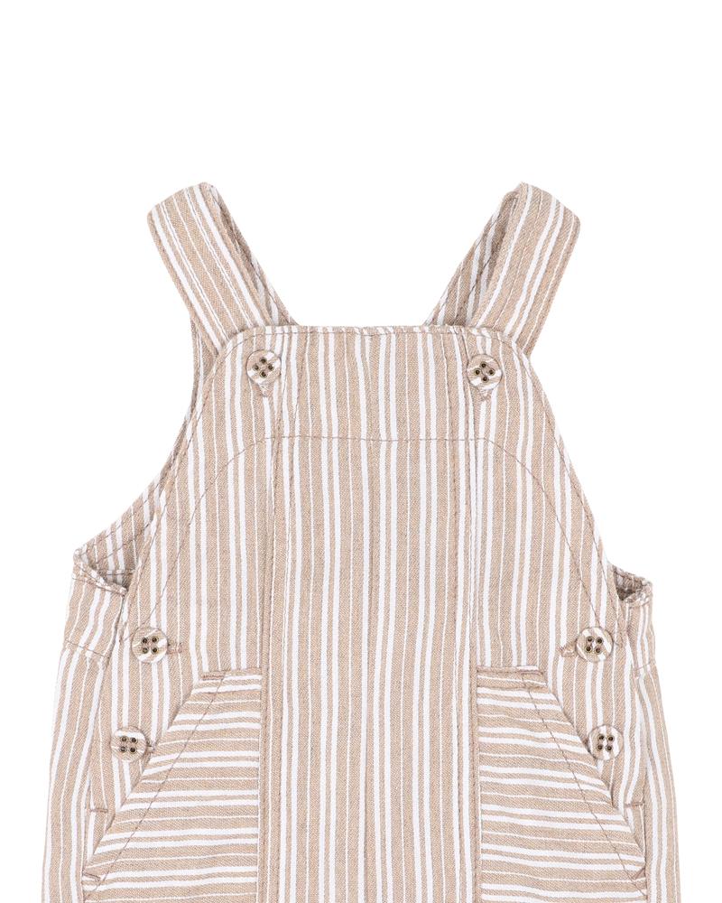 BEBE BEIGE STRIPE OVERALLS