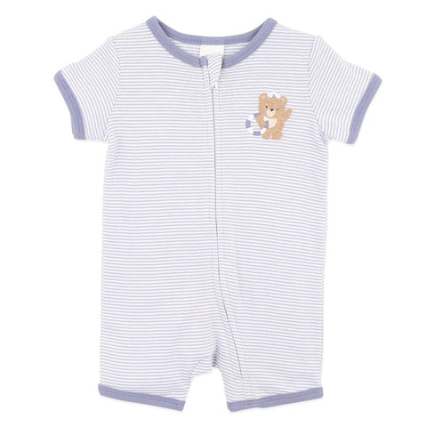 BEBE AXEL ORGANIC STRIPE  SS  ZIPSUIT