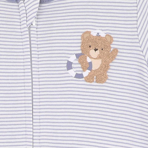 BEBE AXEL ORGANIC STRIPE  SS  ZIPSUIT