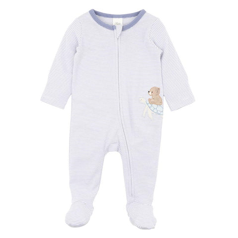 BEBE AXEL STRIPE ORGANIC LS ZIPSUIT