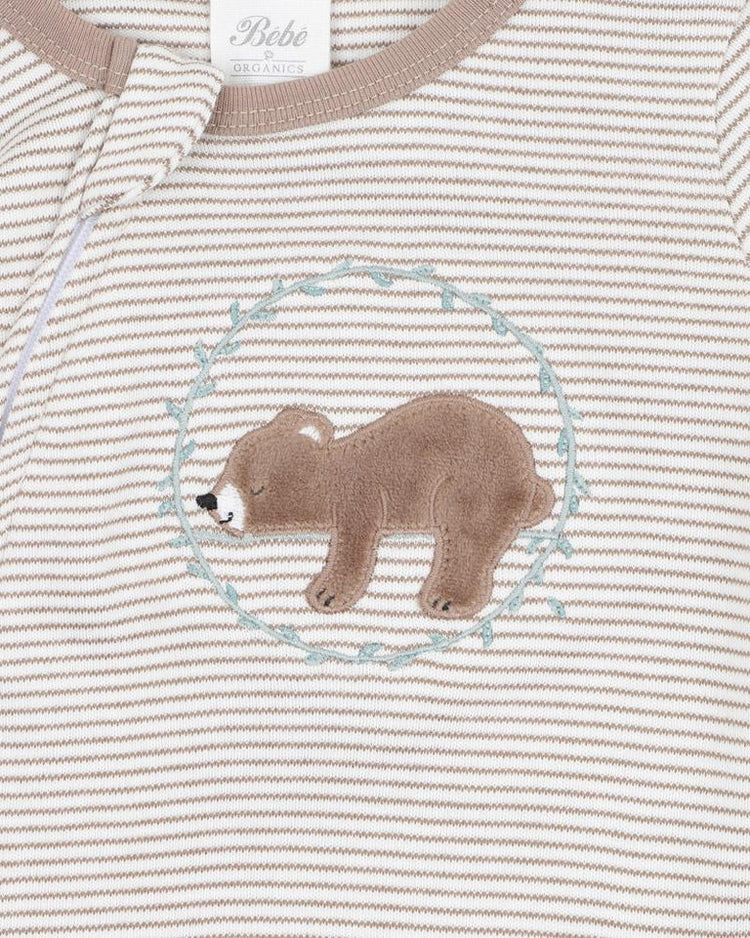 BEBE MATEO STRIPE LS ZIP ONESIE