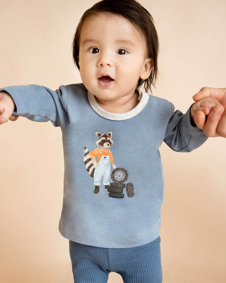 BEBE ALVIN RACCOON ORGANIC LS TEE