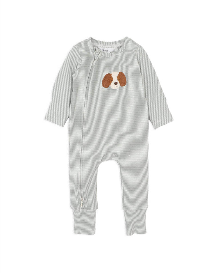 BEBE OTTO STRIPE ORGANIC ZIPSUIT