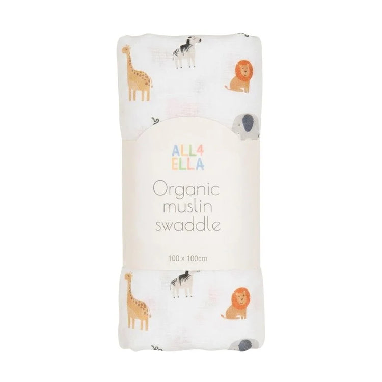ALL4ELLA Wild Animals Organic Muslin Swaddle