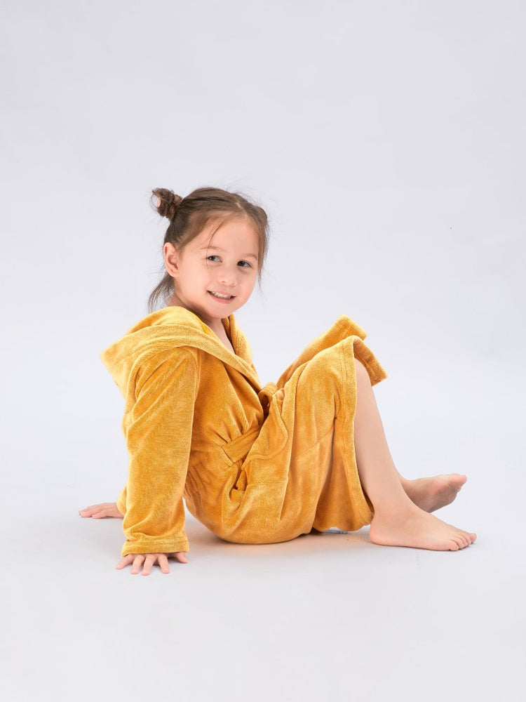 Seasnail Bathrobe For Kids-Earth Yellow