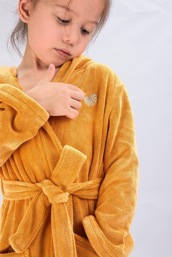 Seasnail Bathrobe For Kids-Earth Yellow