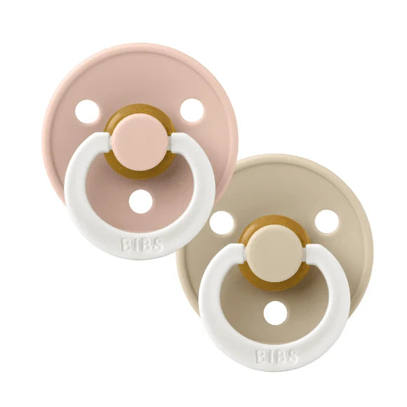BIBS Dummies Blush/Vanilla GLOW Round, Latex (2pk)- Size1