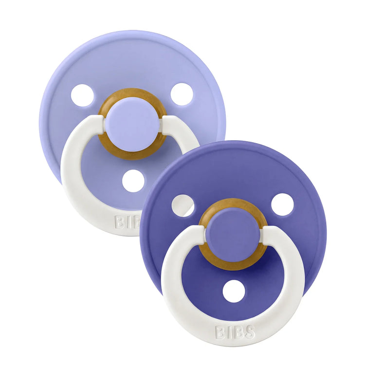BIBS Dummies Hush/Grape GLOW Round, Latex (2pk)- Size1