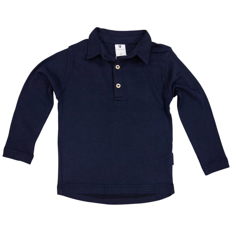 KORANGO COTTON MODAL LONG SLEEVE POLO NAVY