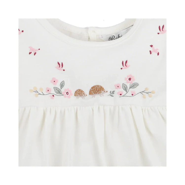 BEBE ESME EMBROIDERED LS TOP - CREAM