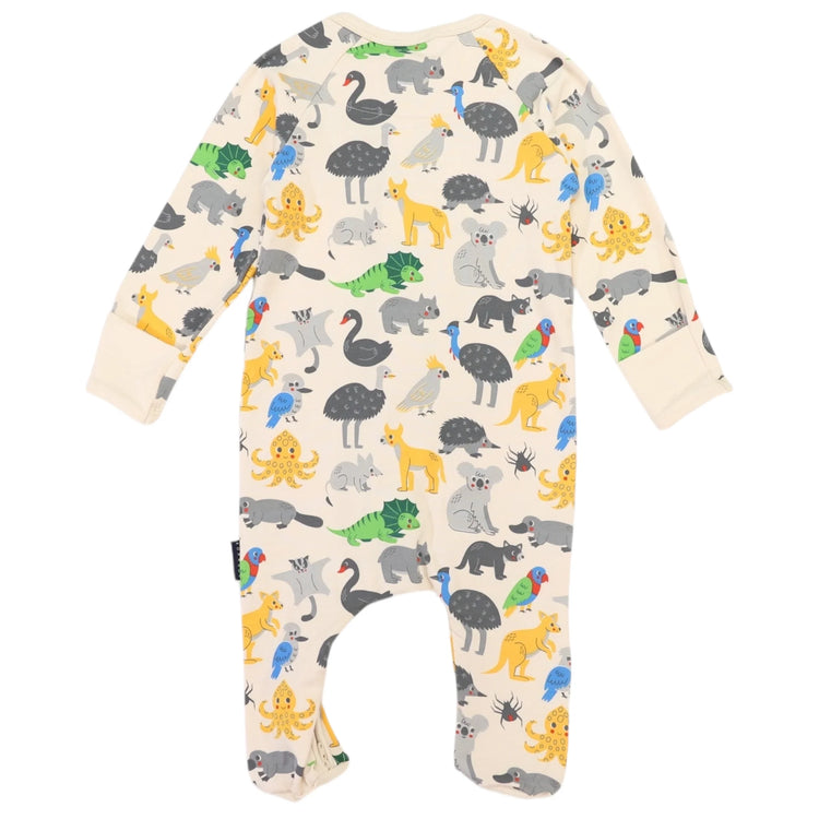 Korango Australian Animal Zip Onesie Beige