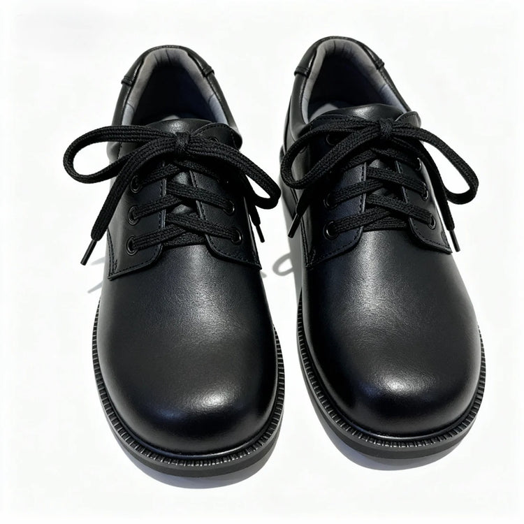 SPINGO Classic Black Leather Lace-Up School Shoes (Unisex) Premium Leather School Shoes