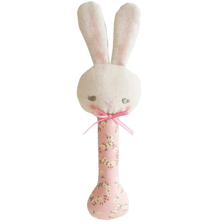 Alimrose Baby Bunny Stick Rattle Posy Heart