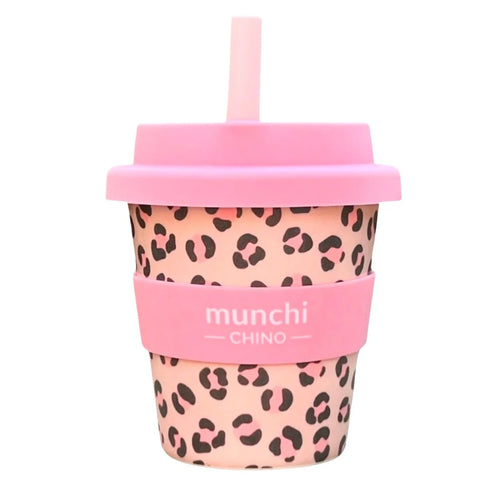 Munchi Chino Leopard Print Babychino Cup (Pink) - Straw Included