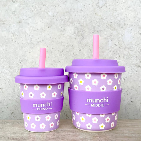 Munchi Middie 8oz Flower Babychino Cup - Straws Included