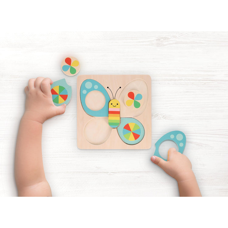 PETIT COLLAGE Chunky Wood Puzzle - Little Butterfly Multi-Coloured 20.5x2x20.5cm