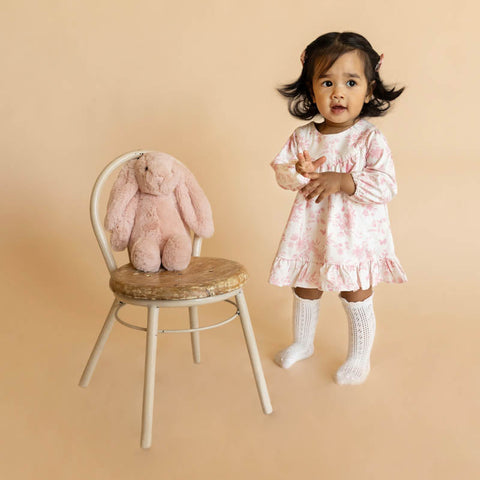 BEBE FERN BIRDS ORGANIC OVERLAY DRESS