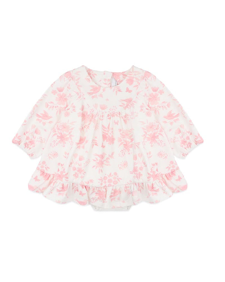 BEBE FERN BIRDS ORGANIC OVERLAY DRESS