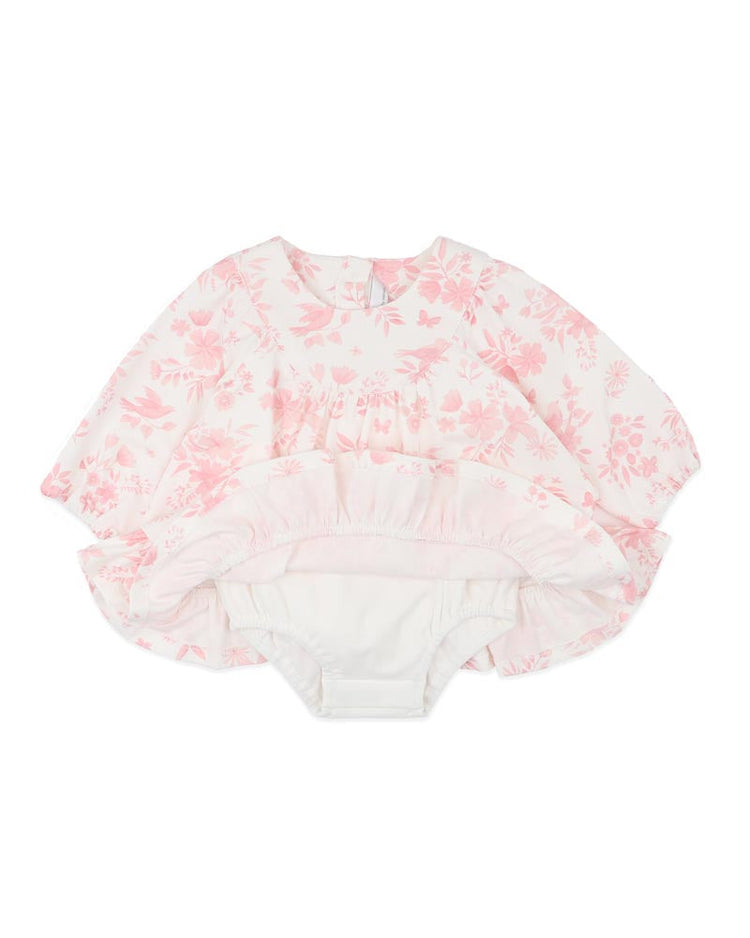 BEBE FERN BIRDS ORGANIC OVERLAY DRESS