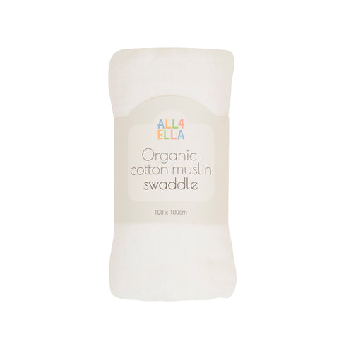 ALL4ELLA Organic Cotton Muslin Swaddle - White