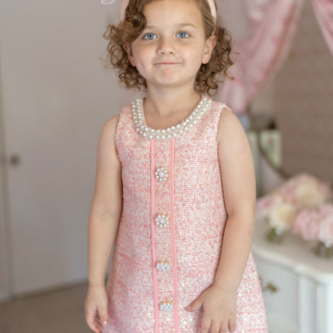 Ellie Ellie Charlotte Pink Boucle Tweed Dress