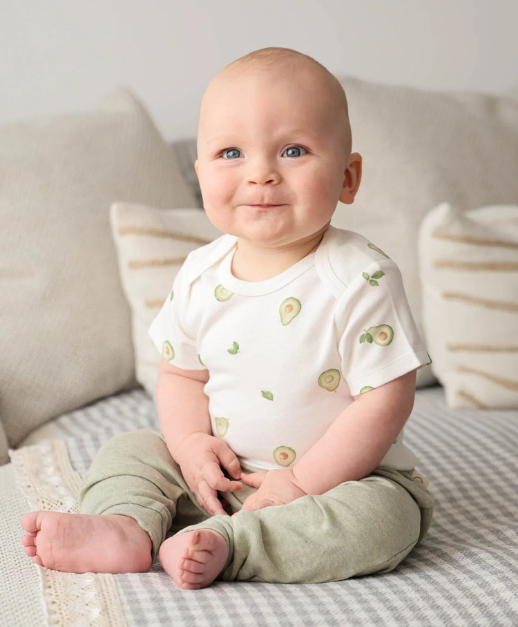 Lummi in Colour ORGANIC COTTON BABY SHORT SLEEVE BODYSUIT - Avocados