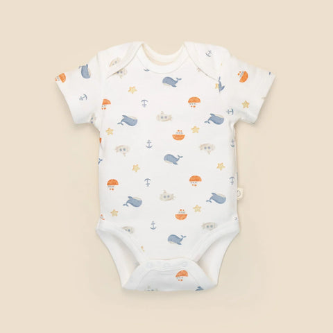 Lummi in Colour ORGANIC COTTON BABY SHORT SLEEVE BODYSUIT - SEA