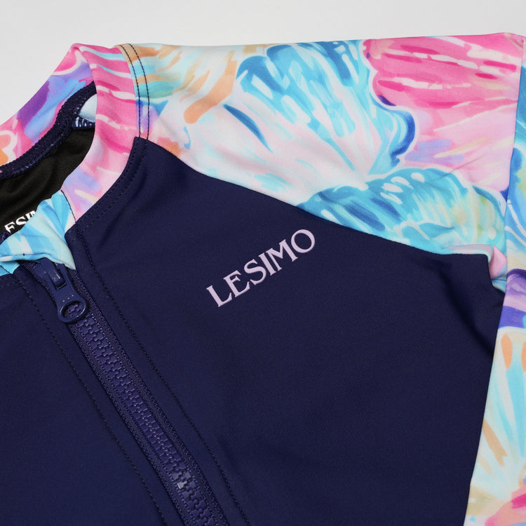 Lesimo Teen Girls Long Sleeves One Piece Rashguard - Sea dream