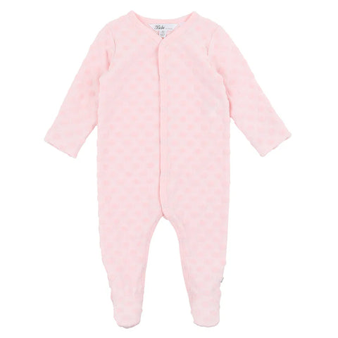 BEBE PINK SPOT LS ROMPER