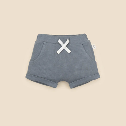 Lummi in Colour ORGANIC COTTON WAFFLE SHORTS - CHARCOAL BLUE