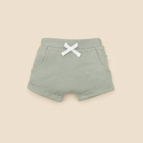 Lummi in Colour ORGANIC COTTON WAFFLE SHORTS - SAGE GREEN