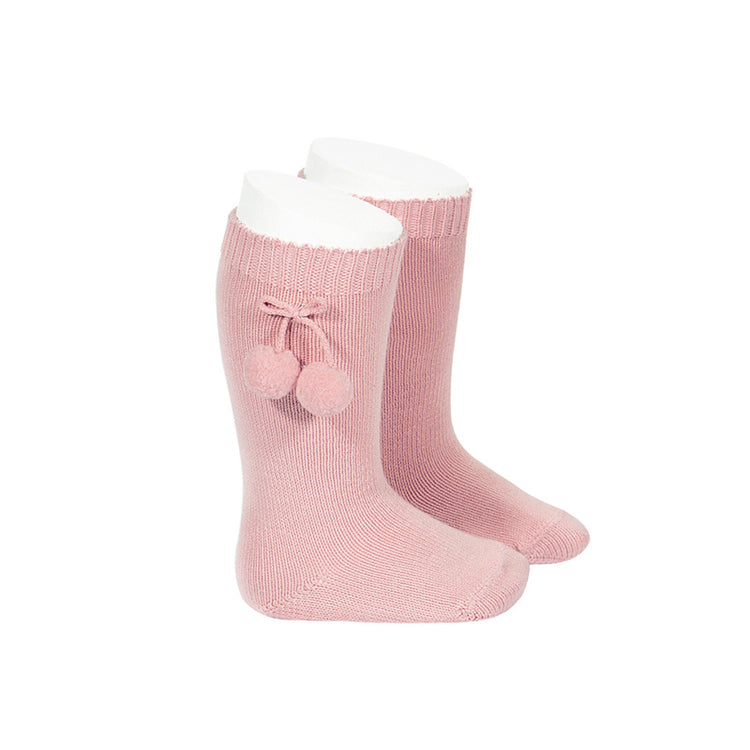 Condor Plain Knee High Sock W Pompom 3019/2(2471/2)- 500 Rosa