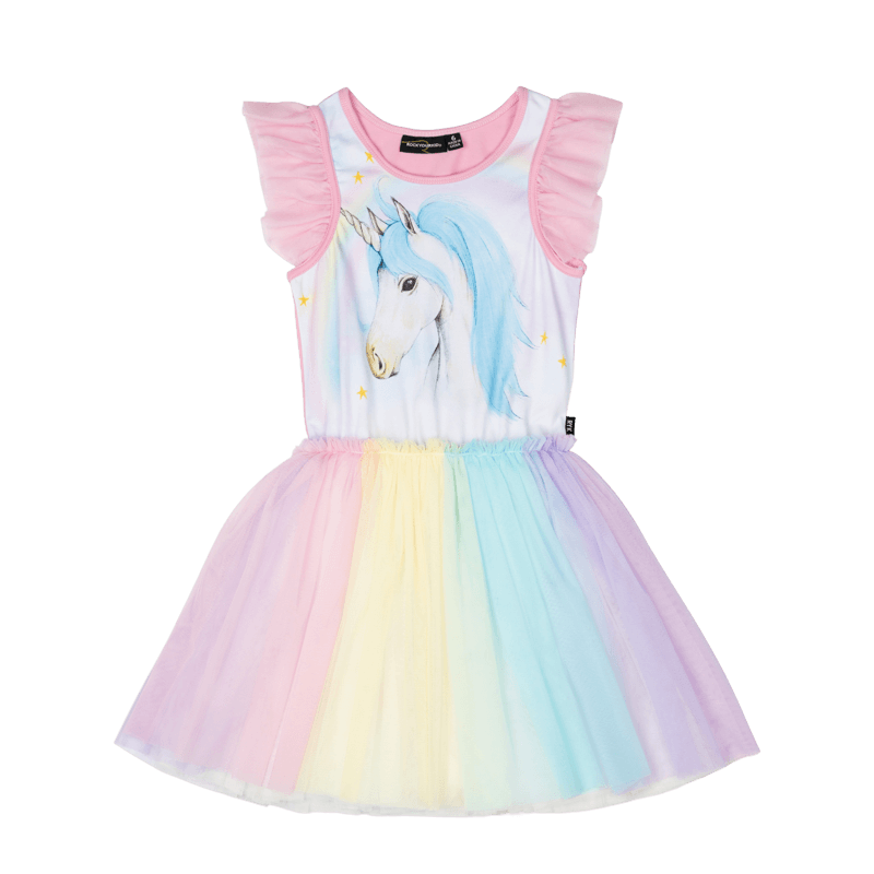 Rock Your Kid Blue Unicorn Singlet Circus Dress - Pink (Size 2-7)