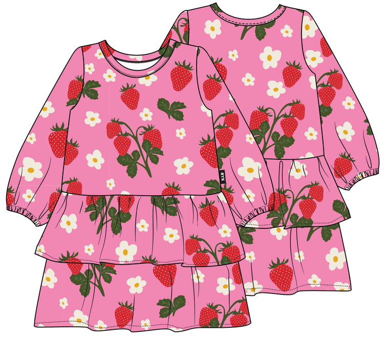 Rock Your Baby STRAWBERRY LONG SLEEVE FRILL DRESS