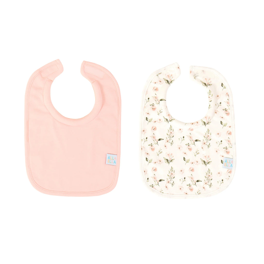 ALL4ELLA Roll Neck Bib 2pk - Pink Flower