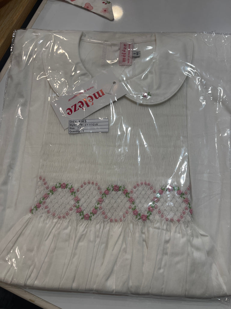 Meleze Hand Smocked Dress Short Sleeves Rosalie 6M-8Y