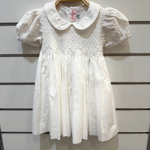 Meleze Hand Smocked Dress White Rosie 1-8Y W