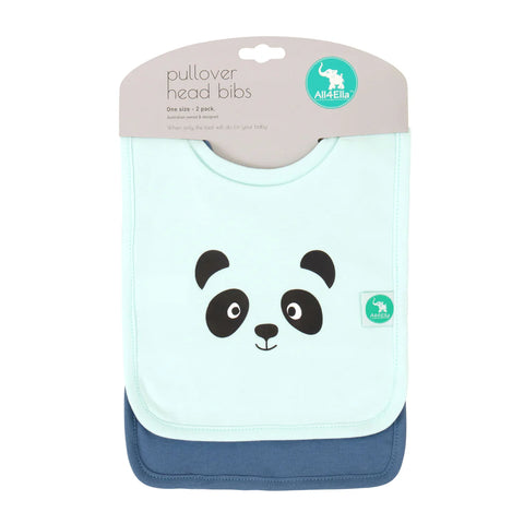 ALL4ELLA Pullover Head Bibs 2pk - Panda/Koala