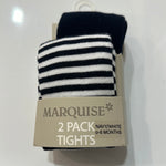 Marquise 2PK Navy and White Knitted Cotton Tights