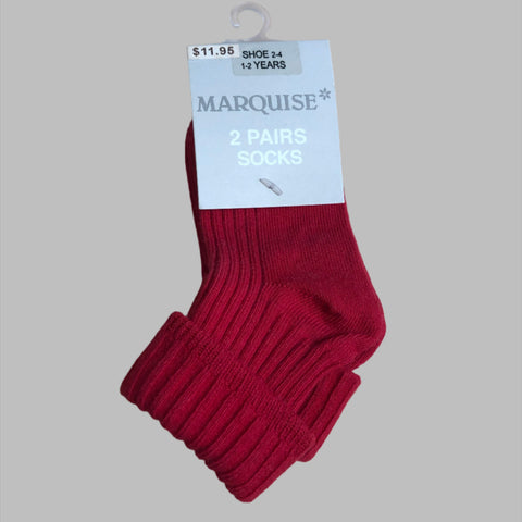 Marquise Red Plain 2 Pack socks